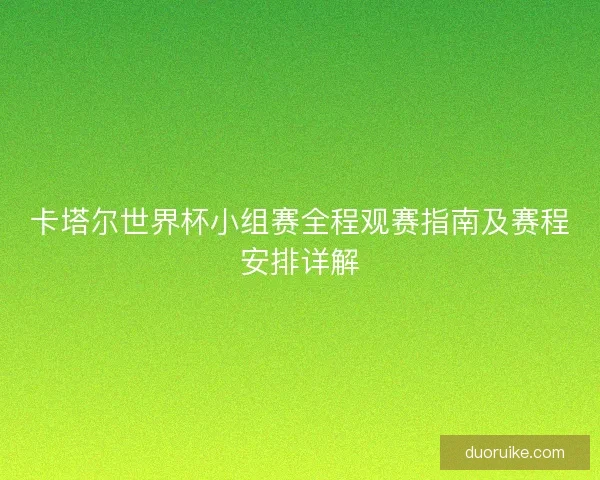 卡塔尔世界杯小组赛全程观赛指南及赛程安排详解